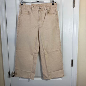 Women's H&M Wide Leg Cropped Jeans Size 12 in Beige